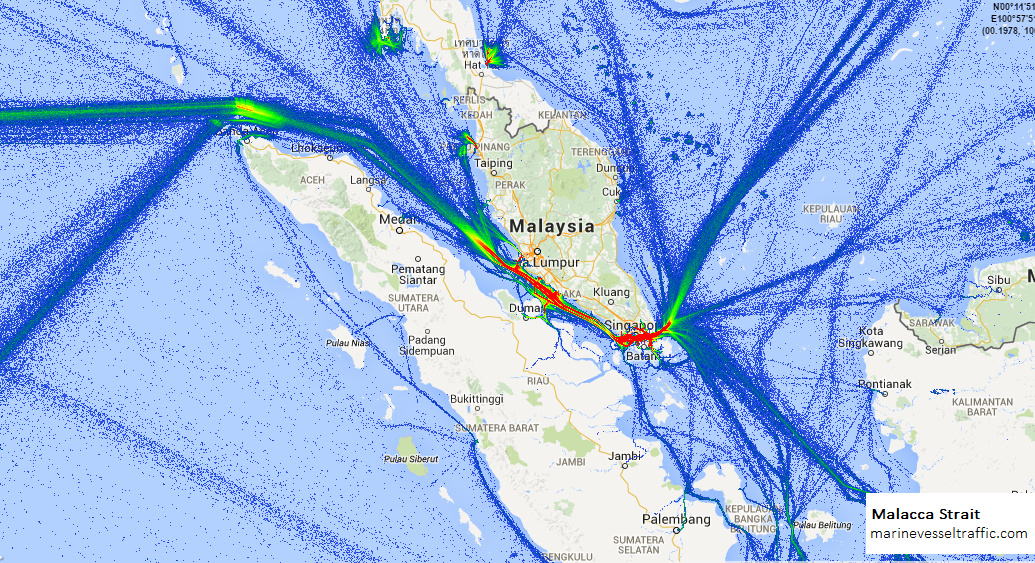 Live Marine Traffic, Density Map and Current Position of ships in MALACCA STRAIT